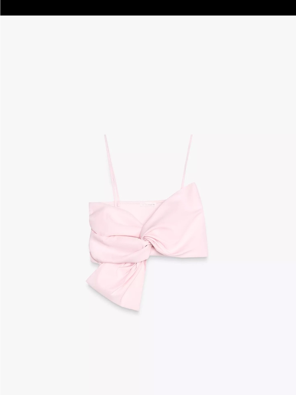 Zara Pale Pink Knot-Front Spaghetti Strap Crop Top